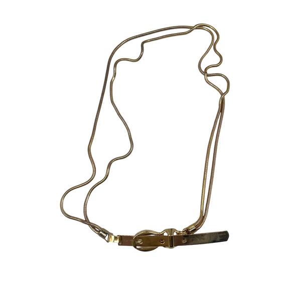 Vintage Snake Link Chain Buckle Closure Women Belt Sz S Disco Gold 1980s 90s - Picture 2 of 10